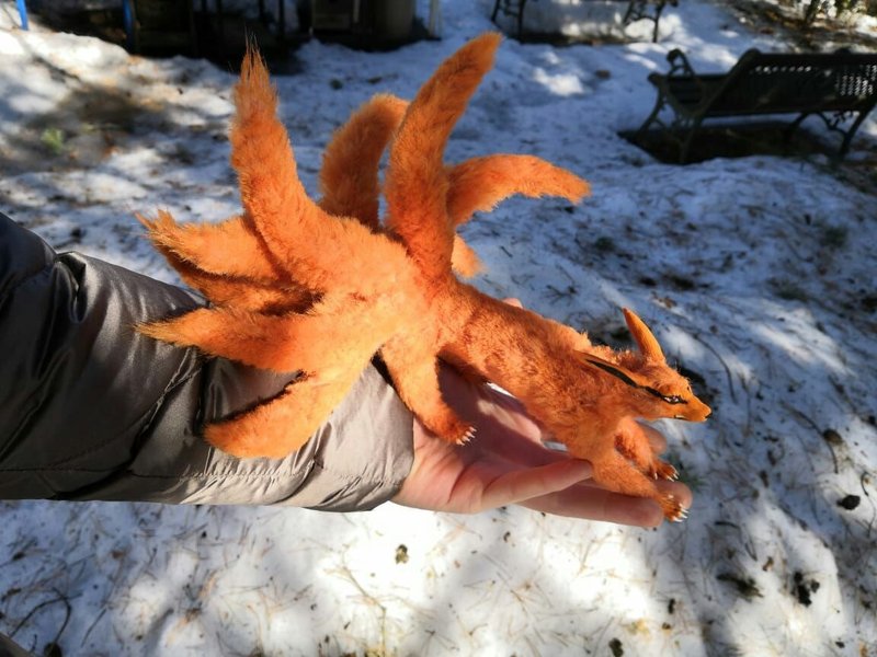 火影忍者鞍马狐 9 尾可摆姿势定制可定制 - 玩偶/公仔 - 环保材料 橘色