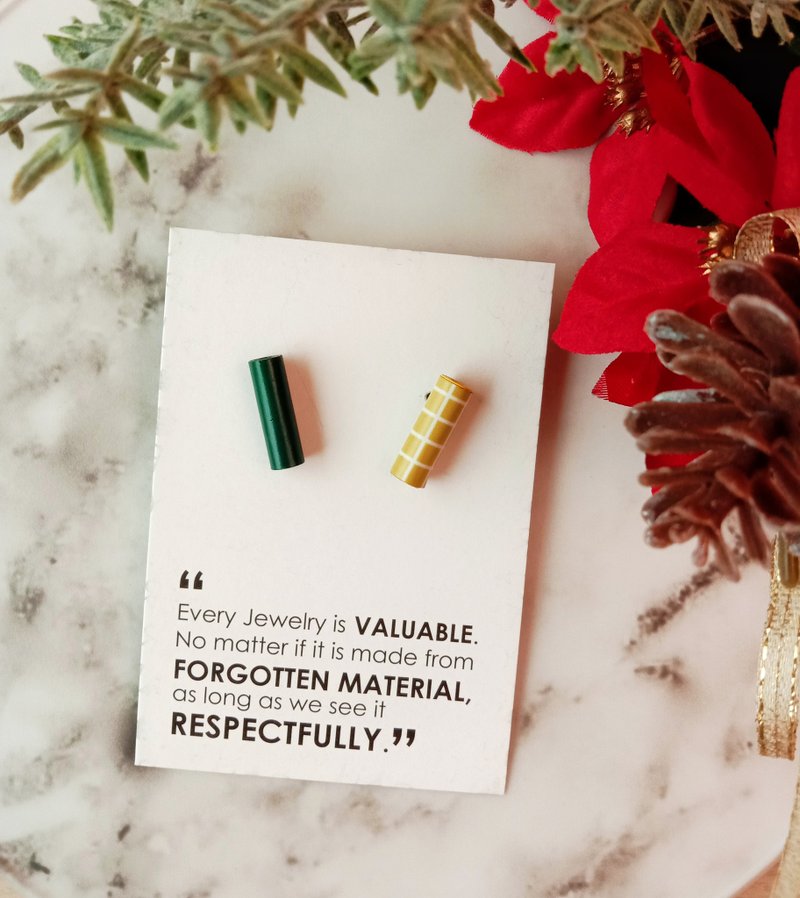 耳环_黄绿 缤纷纸珠_Spira 同系列可换搭 - 耳环/耳夹 - 纸 绿色