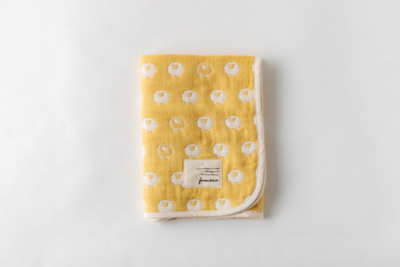 【日本fuwara六重纱小盖毯、浴巾】黄色绵羊小盖毯 - 毛巾浴巾 - 棉．麻 蓝色