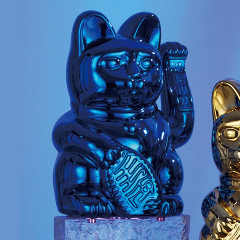 Jumbo Lucky Cats 特大号幸运缤纷自动招手招财猫-幸运宝蓝色 - 玩偶/公仔 - 其他材质 金色