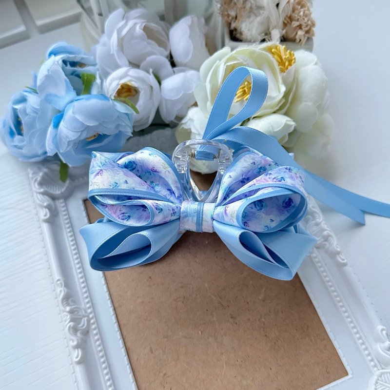 独家款长型蝴蝶结抓夹鲨鱼夹发夹发饰头饰-幻彩蓝色 - 发饰 - 其他材质 蓝色