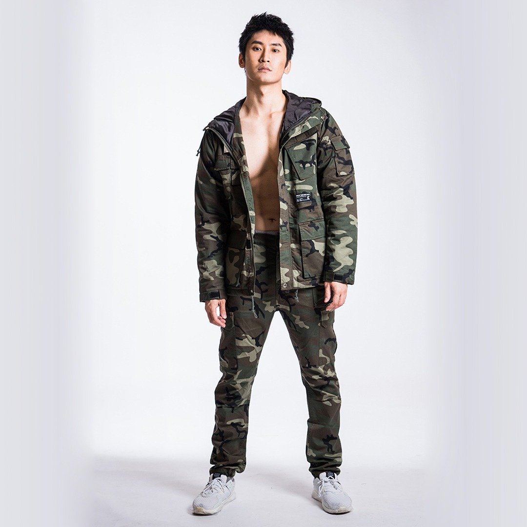 L.I.M.I.T.E - 男装夹棉多袋外套, 迷彩 - 男装外套 - 棉 绿色