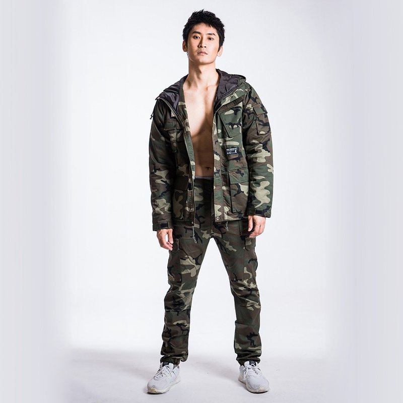 L.I.M.I.T.E - 男装夹棉多袋外套, 迷彩 - 男装外套 - 棉 绿色