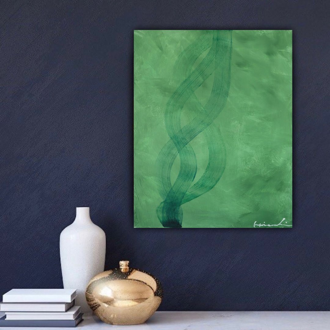 Abstract painting, contemporary art, interior art, 10.7 x 8.7 inches - 插画/绘画/写字 - 压克力 绿色
