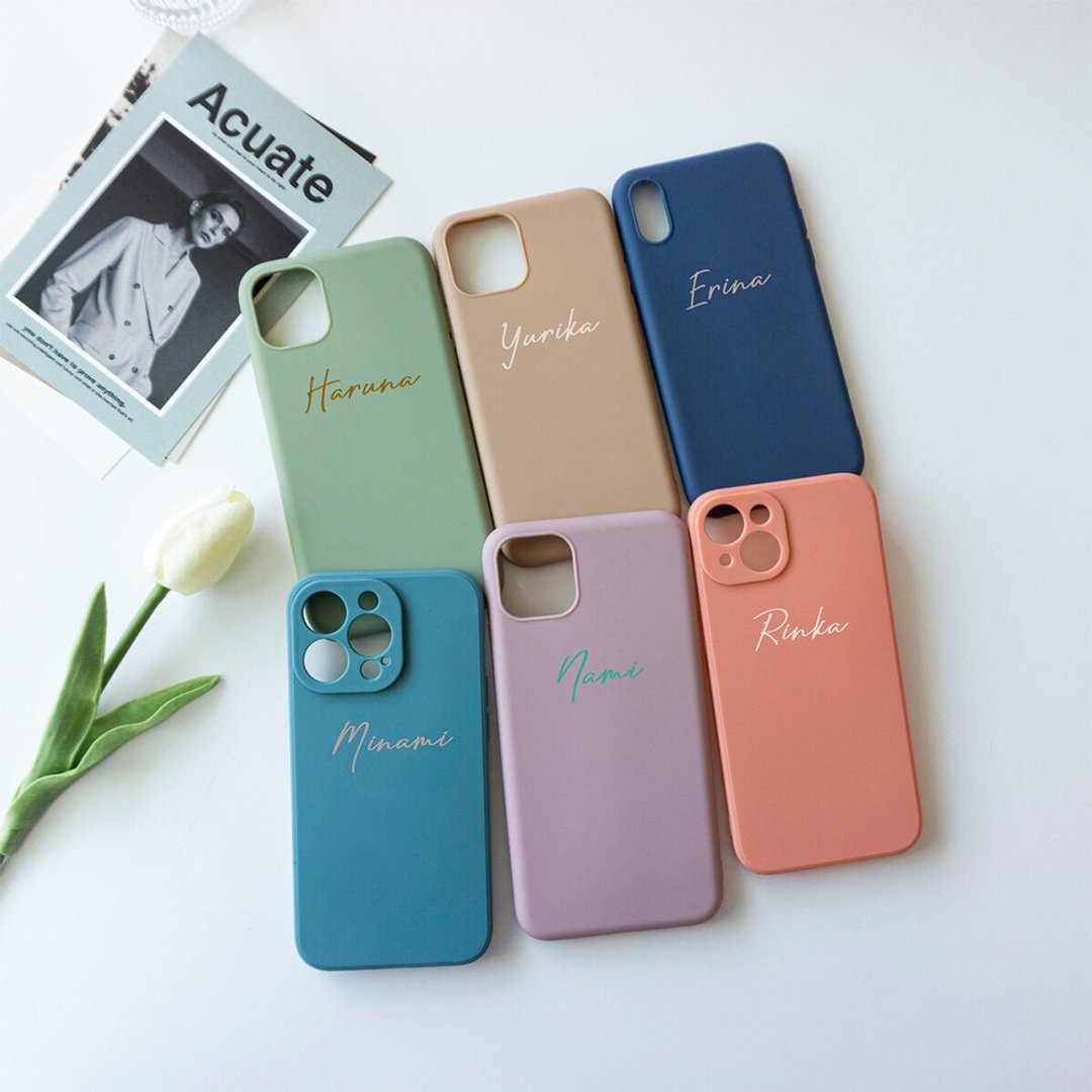 iPhone 限量智能手机保护壳 软 TPU 保护壳 [暗色 6 色刻名字] 字母 Nuance 彩色 iPhone OS06U - 手机壳/手机套 - 其他材质 绿色