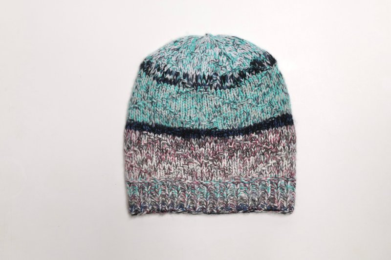 喀什米尔/精品/绿咖杂线纯羊绒100%堆堆反折纯羊毛帽子|北欧风格| - 帽子 - 羊毛 绿色