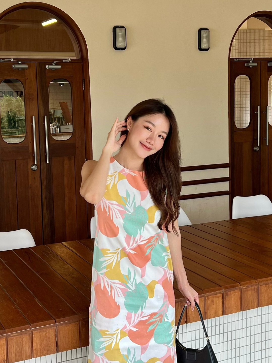 BIRUCHU MANGO MOJITO DRESS - 无袖长洋装 棉质内衬 长洋装 - 洋装/连衣裙 - 棉 橘色