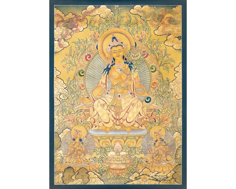 **金色弥勒佛唐卡——饰以金箔的传统喜马拉雅艺术** - 墙贴/壁贴 - 其他材质 多色