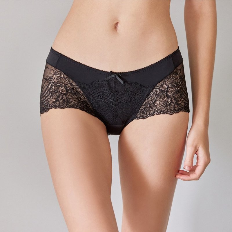 全蕾丝平口小裤 - 黑【维纳司绝美包覆款配裤】DS3387 - BK - 女士内衣裤 - 尼龙 黑色
