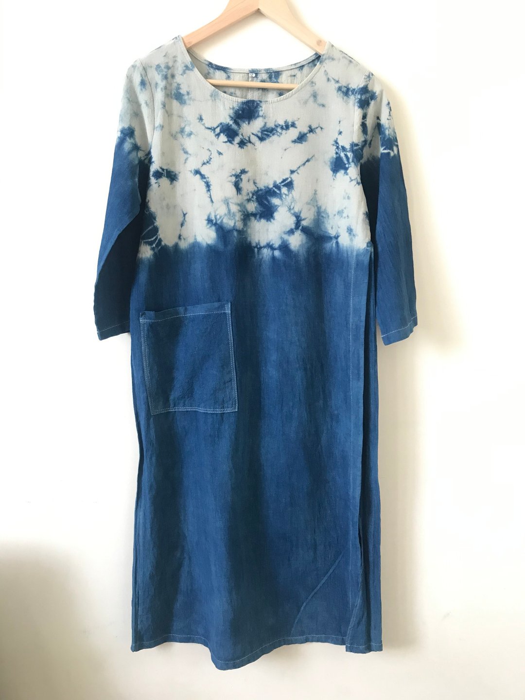 塔素täzzu 蓝染纯棉 云彩 开衩长洋装 - 洋装/连衣裙 - 棉 