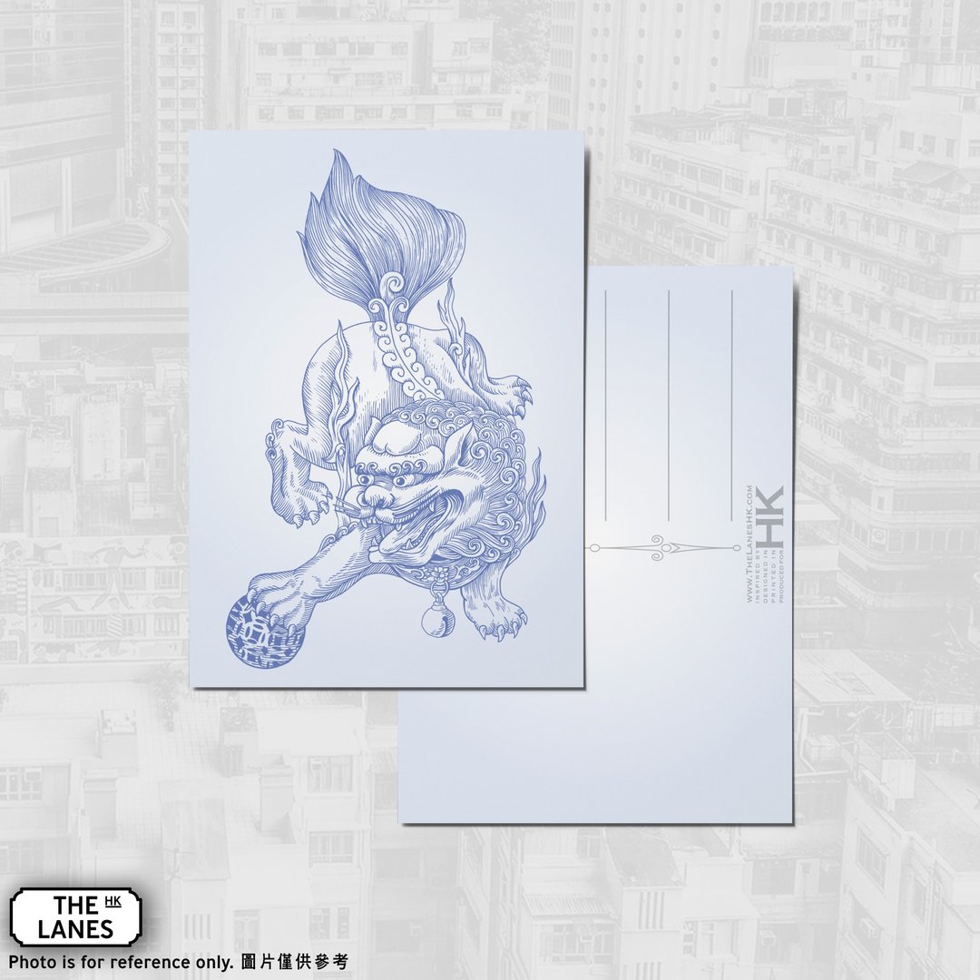 A6明信片 香港瑞兽 狮子 - 卡片/明信片 - 纸 蓝色