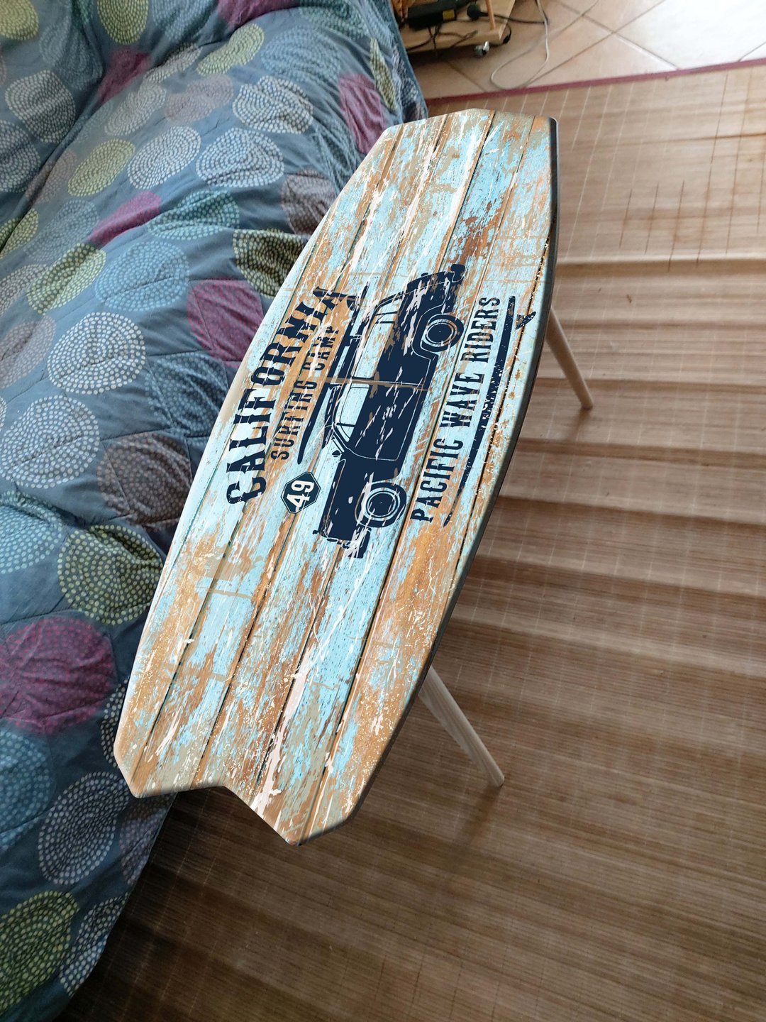 California Vintage Design Surfboard Beach Style Coffee Table Surfing Art Decor - 餐桌/书桌 - 木头 