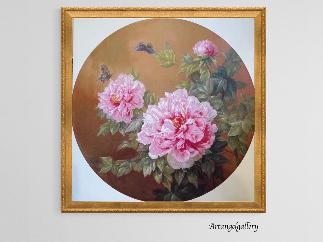 天使画廊居家装饰画/手工画/ 花若盛开蝴蝶自来/ 雍容华贵牡丹花 - 海报/装饰画/版画 - 棉 粉红色