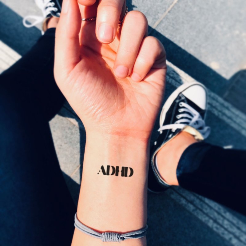 OhMyTat ADHD 刺青图案纹身贴纸 (2 张) - 纹身贴 - 纸 黑色
