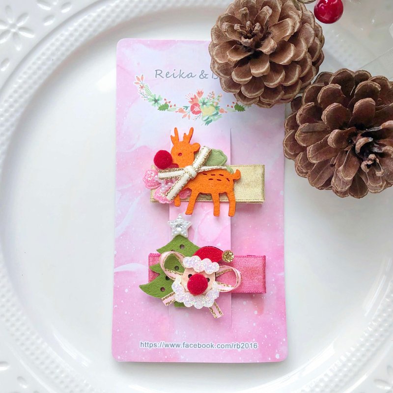 圣诞节耶诞节节日儿童婴儿可爱全包夹发夹组加止滑 - 婴儿饰品 - 其他材质 粉红色