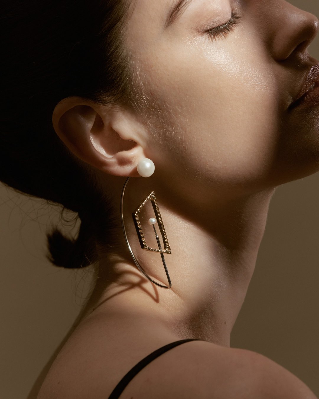 Ambos - 奇琴伊察 耳环 Chichen-Itza earring (双色) - 耳环/耳夹 - 珍珠 金色
