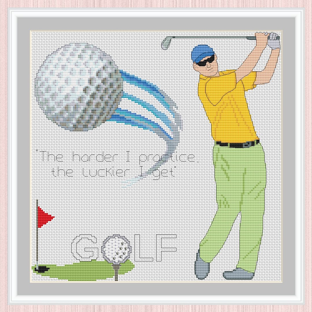 Golf Cross Stitch Pattern | Electronic files for cross-stitching Golfer | - 手工艺教程/工具书 - 其他材质 