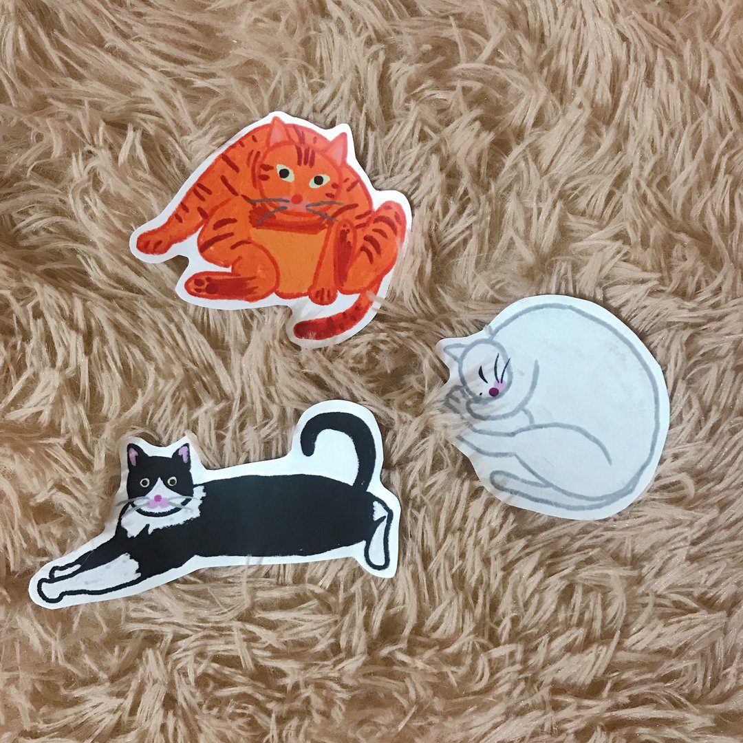 贴纸包 | 3入三只猫 - 贴纸 - 防水材质 多色