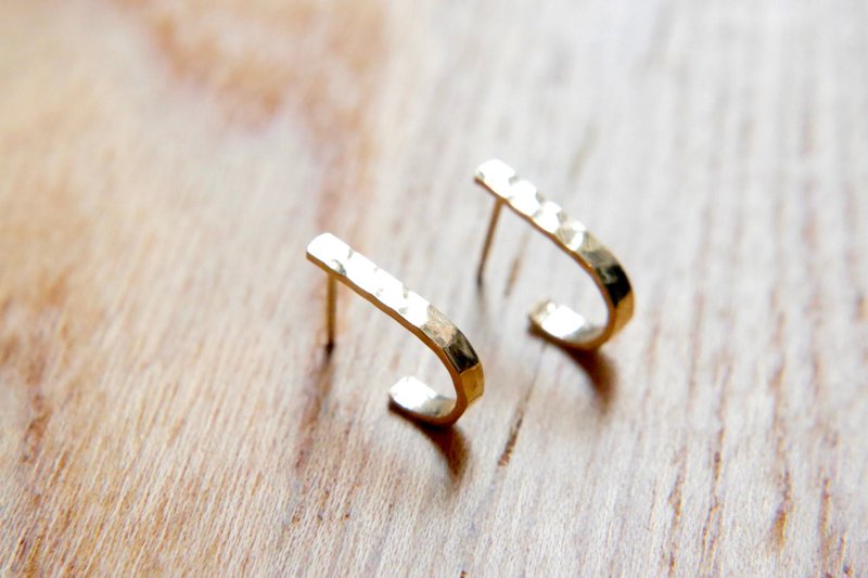 耳环 纯银 14k包金 - 简单一点 - - 耳环/耳夹 - 贵金属 金色