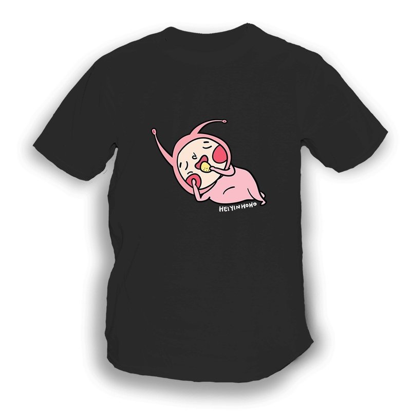 呵呵懒懒闲T恤 - 中性连帽卫衣/T 恤 - 棉．麻 黑色