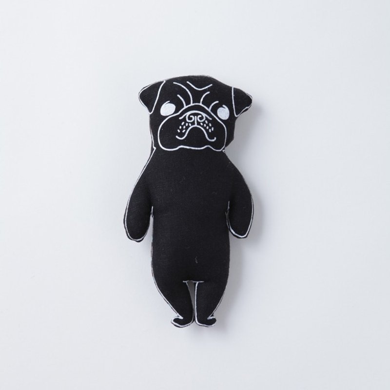 Black Pug　stuffed animal pocket size - 摆饰 - 棉 黑色