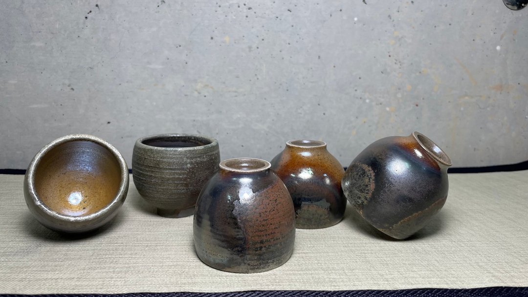 茶杯/五杯为一组/柴烧/手工/落灰/张宣茵 - 茶具/茶杯 - 陶 