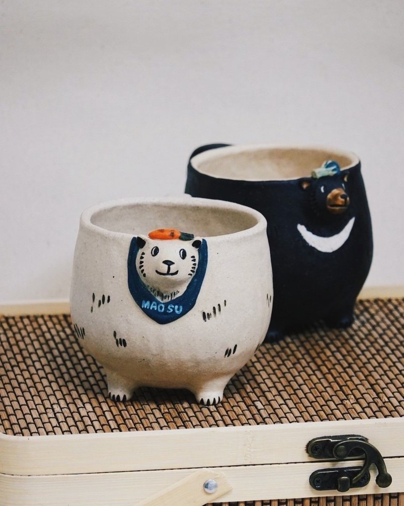 毛蔬熊设计师手捏陶杯 - 其他杯子 - 陶 卡其色