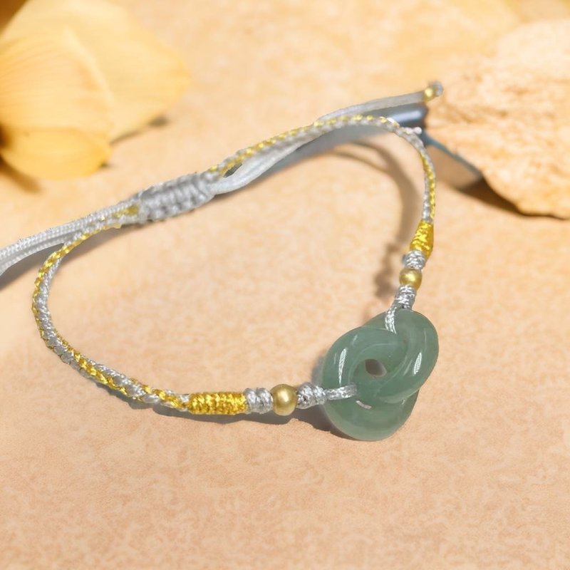 【永恒同心】冰蓝水翡翠同心圆编织手链 | 天然A货翡翠 | 送礼 - 手链/手环 - 玉石 透明