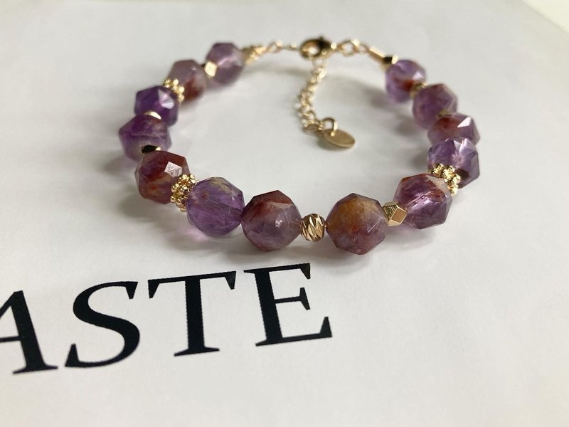 提高灵感智慧财运切面紫幽灵水晶手链 - 手链/手环 - 水晶 