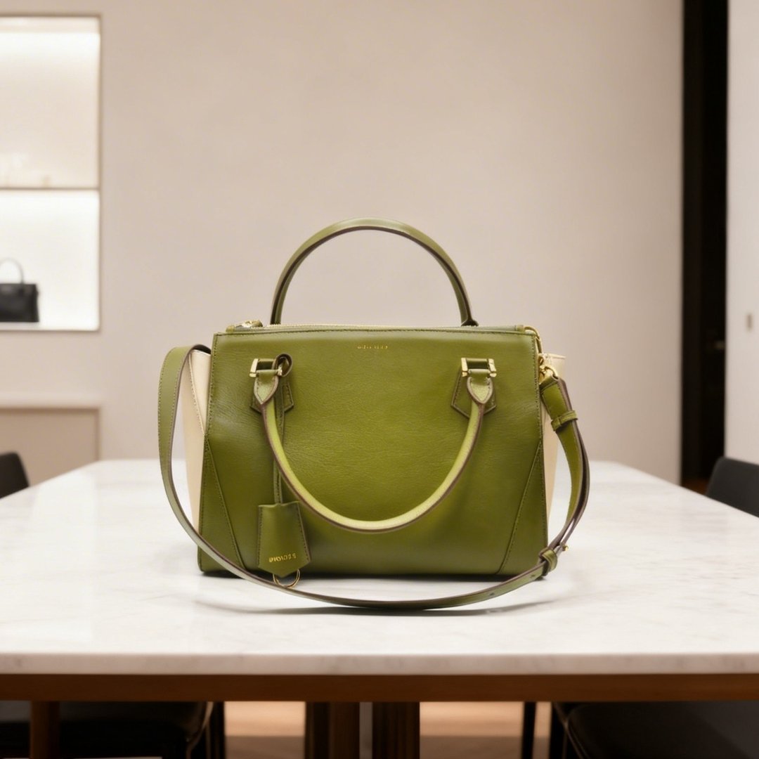 MONIQUE - Tokyo L Tote Bag in Olive Vanilla 手提袋 - 手提包/手提袋 - 真皮 绿色