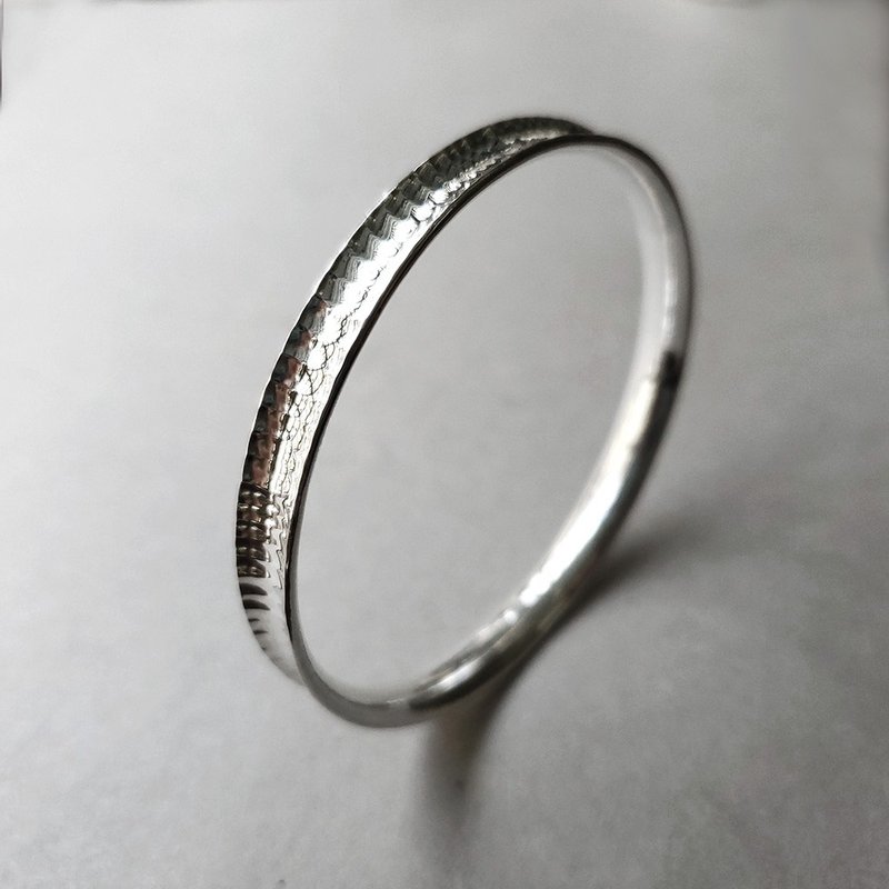 手工锻敲8号银手环-圆满版 - 手链/手环 - 纯银 银色