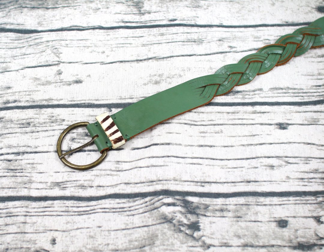 Back to Green - 腰带 绿色 斑马纹 编织 // vintage belt - 皮带/腰带 - 真皮 