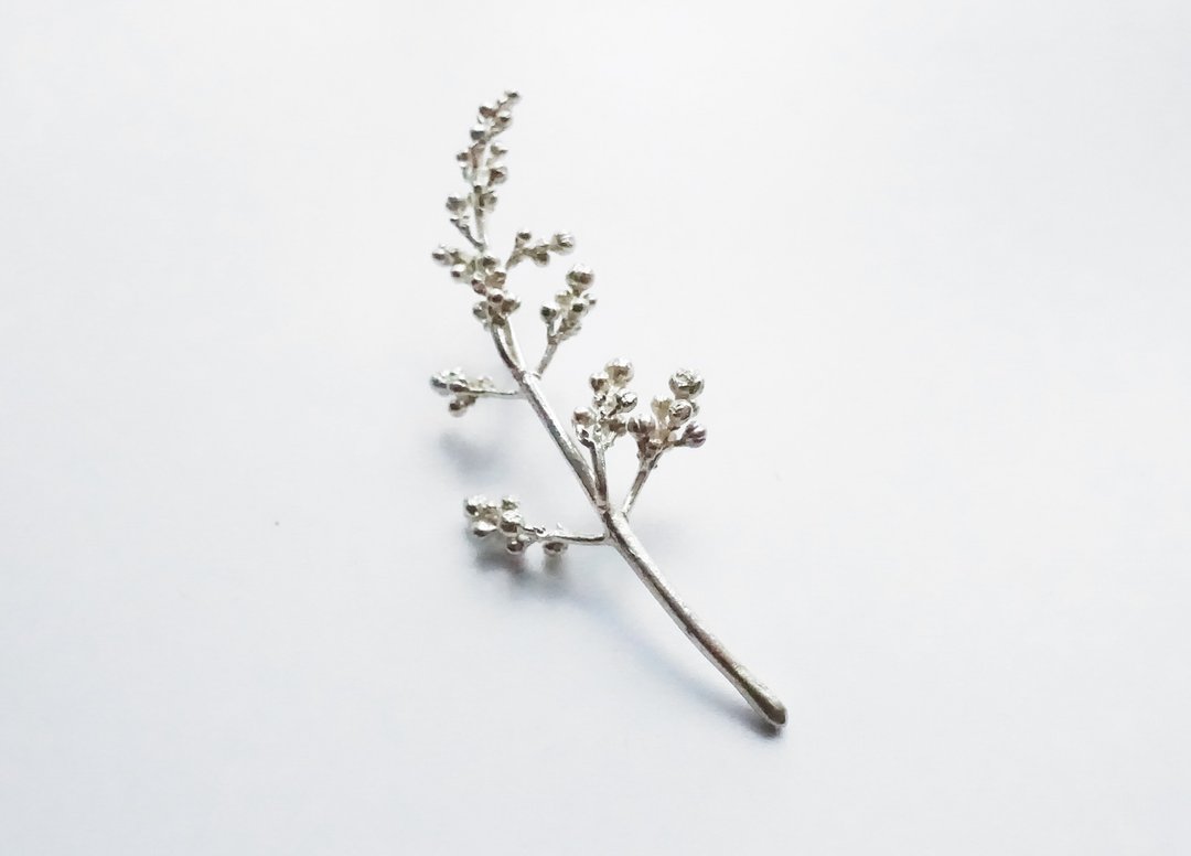 植物标本别针-山桂花 - 徽章/别针 - 纯银 银色
