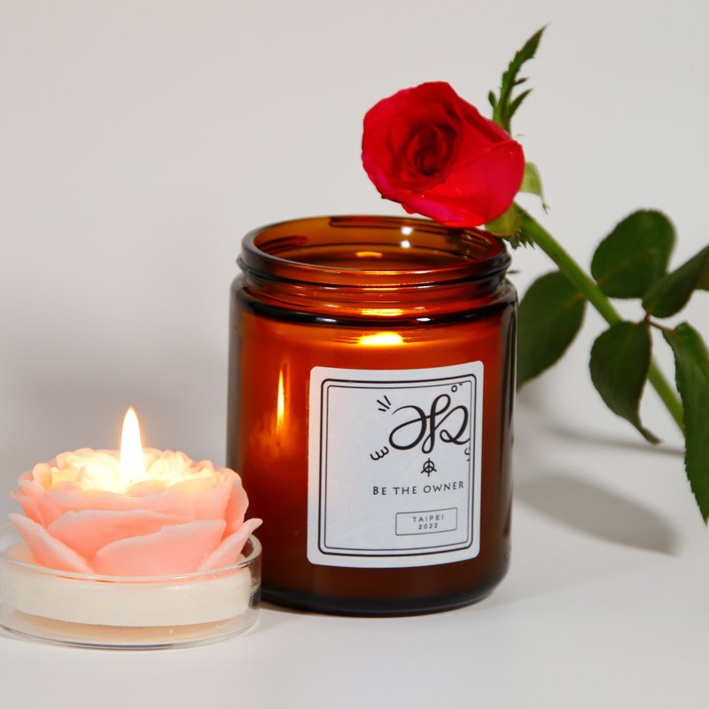 Rose Flower玫瑰精油蜡烛200g-情人节精油香氛-赠花漾蜡烛/附纸袋 - 蜡烛/烛台 - 蜡 