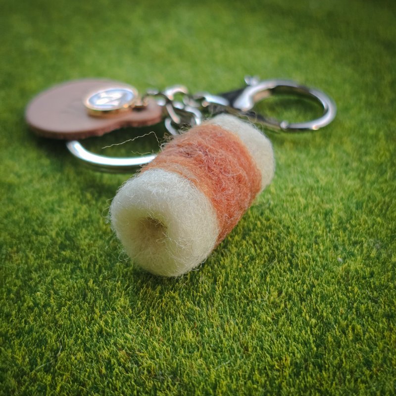 羊毛毡 竹轮吊饰钥匙圈-火锅料系列 - 钥匙链/钥匙包 - 羊毛 咖啡色