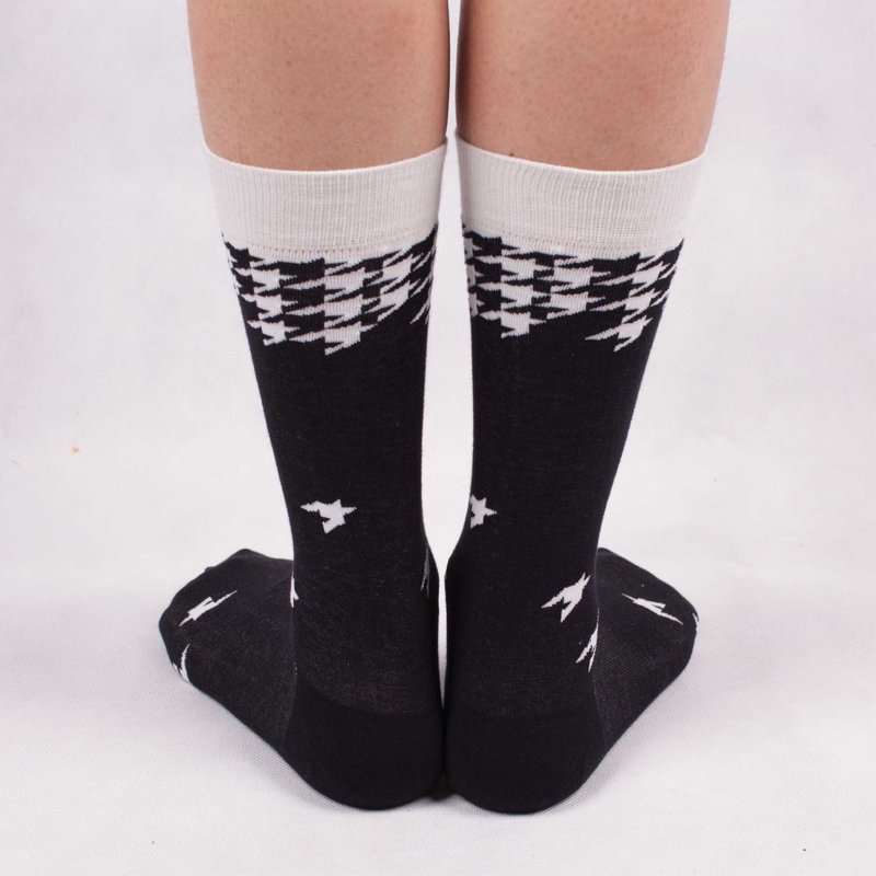 基础系列 黑白千鸟 男士长袜 - 袜子 - 棉．麻 多色