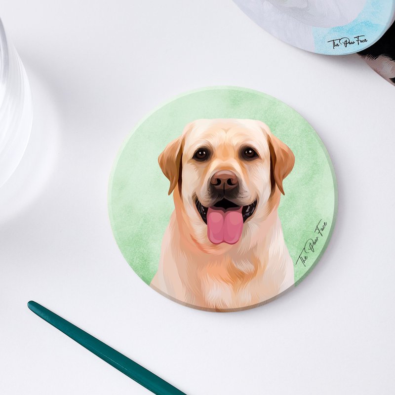 拉布拉多犬 拉不拉多 狗狗-圆型陶瓷吸水杯垫/动物/居家用品 - 杯垫 - 陶 