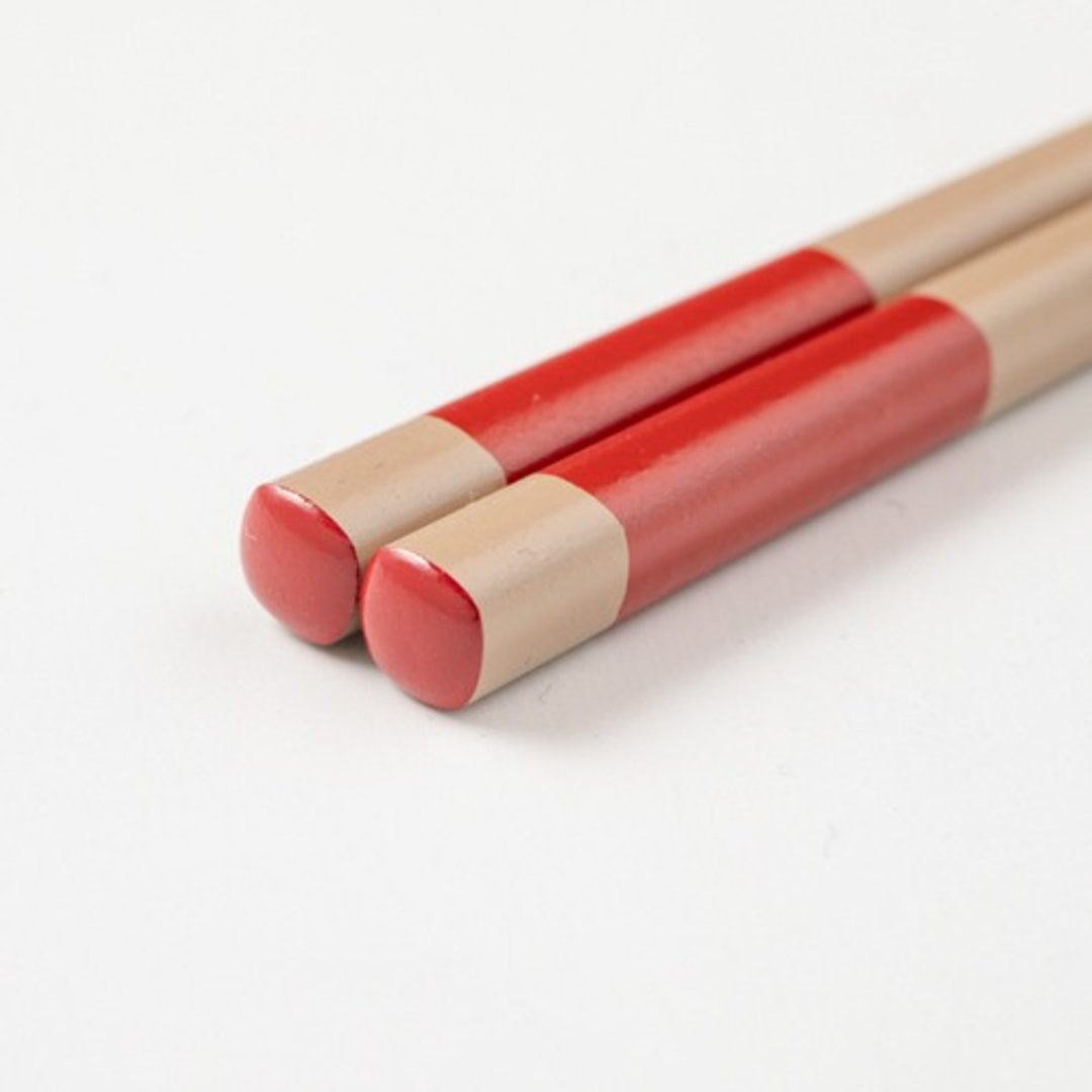 Urushi chopsticks Shimashima vermilion - 筷子/筷架 - 木头 红色