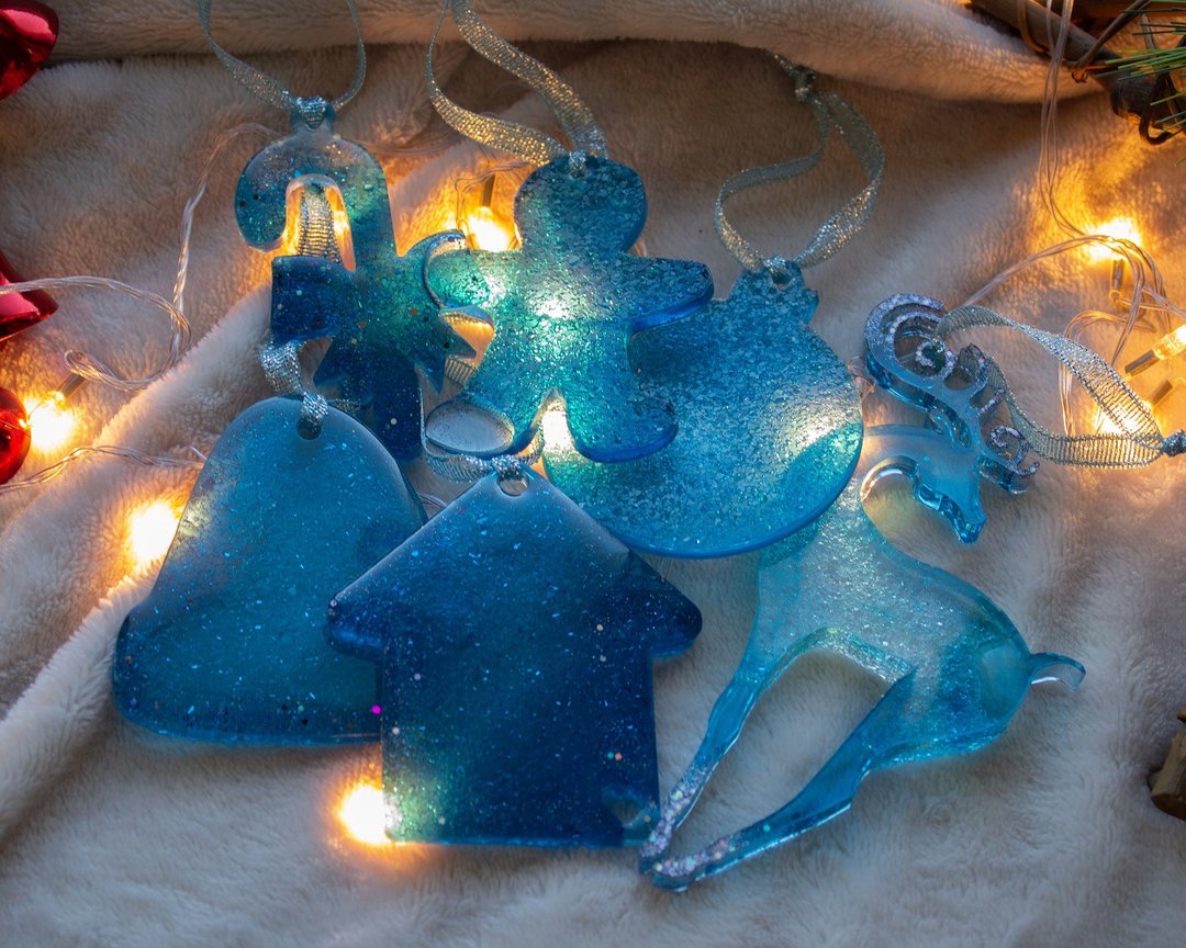Christmas tree ornaments set, 聖誕節裝飾,  圣诞气氛道具 - 墙贴/壁贴 - 玻璃 蓝色