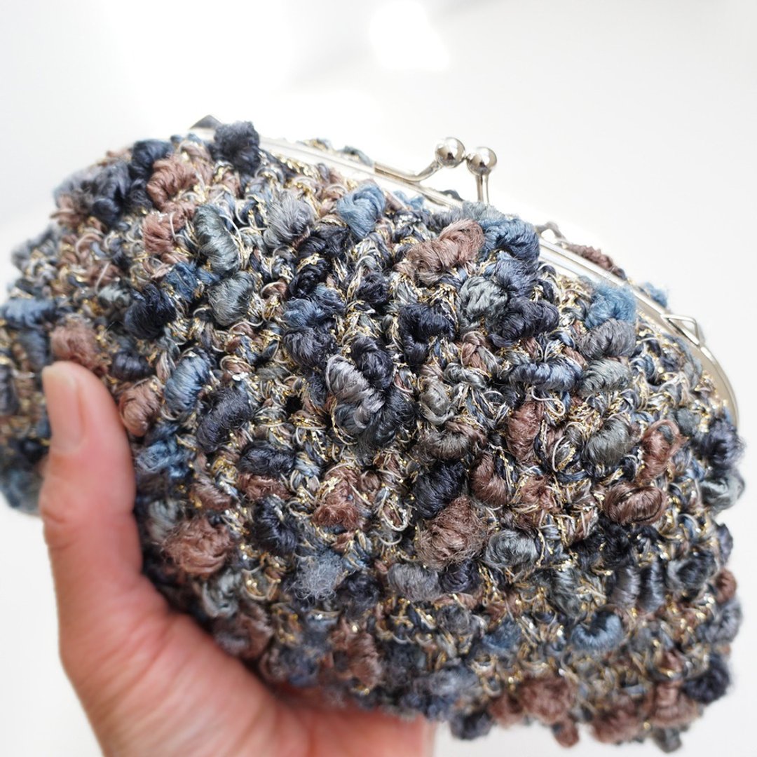 Ba-ba handmade Crochet pouch No.C1517 - 手拿包 - 其他材质 蓝色