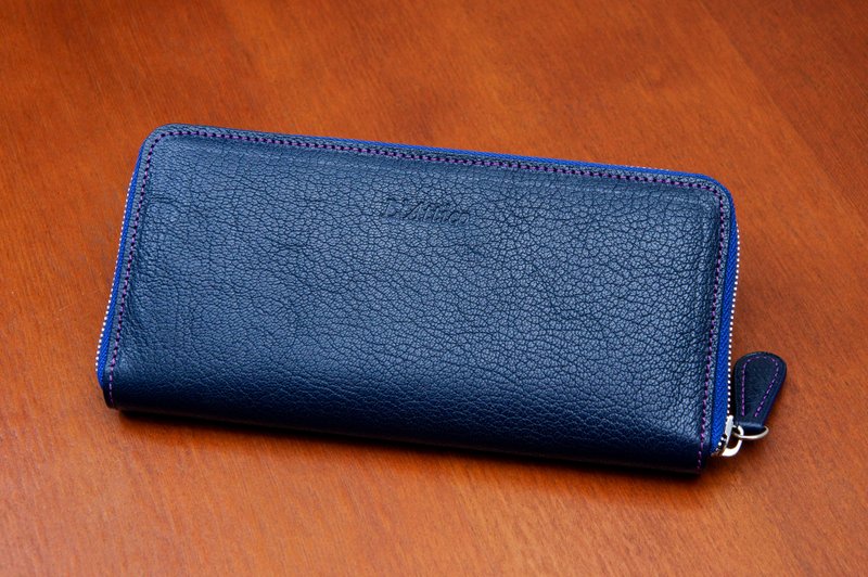 真皮撞色拉链长夹 - 皮夹/钱包 - 真皮 
