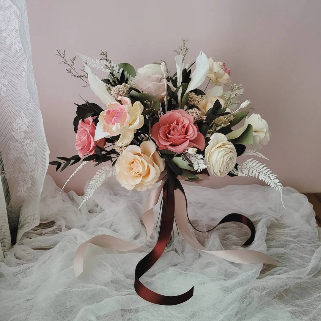 裸花 捧花 | 暖粉_捧花皆可客定制作,欢迎私讯讨论 - 干燥花/捧花 - 植物．花 粉红色