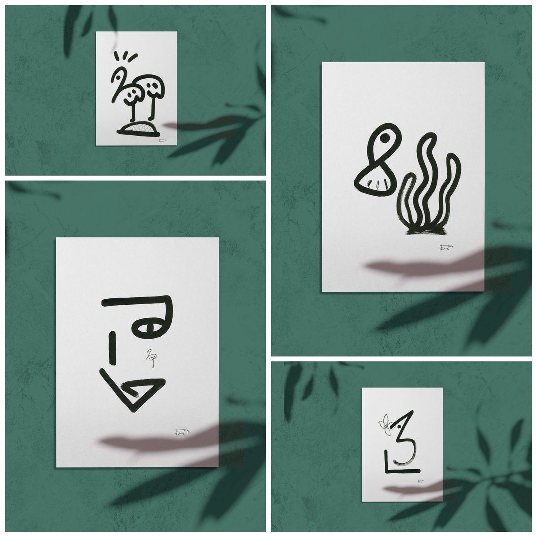 让爱流动公益动物简约/明信片/抽象装饰套装4入+1随机小卡 - 卡片/明信片 - 纸 多色