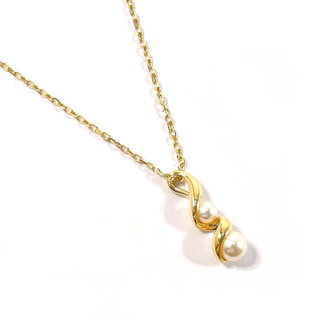 [日本直销，二手，全新品] MIKIMOTO 项链 K18黄/金阿古屋珍珠 螺旋配件 新加工 附赠收纳盒 - 项链 - 贵金属 金色
