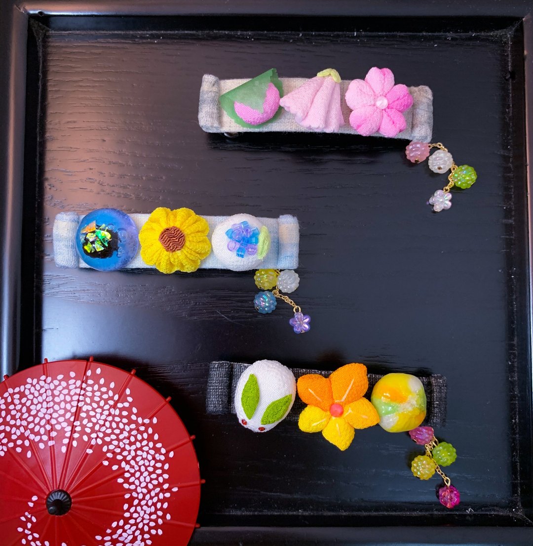 (点心 和菓子) 细工布花 弹簧夹 自选 趣致可爱 和风 - 发饰 - 其他人造纤维 多色