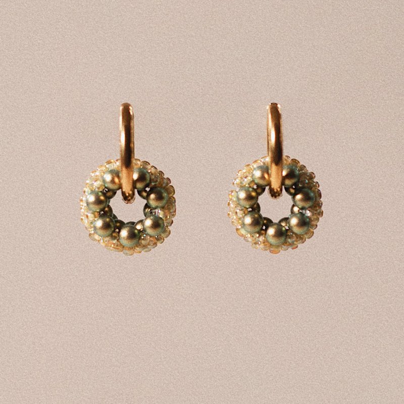 Rolling Earrings 环圈耳饰 - 虹彩绿 - 耳环/耳夹 - 玻璃 绿色