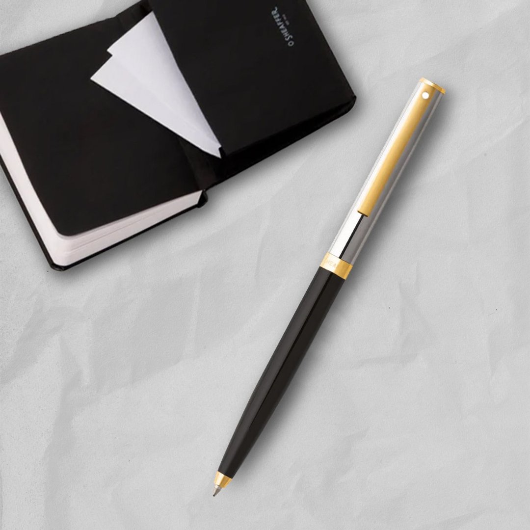 【SHEAFFER】战斧黑银金夹原子笔+A6 笔记本礼盒 免费刻字 (原厂正) - 圆珠笔/中性笔 - 其他金属 黑色