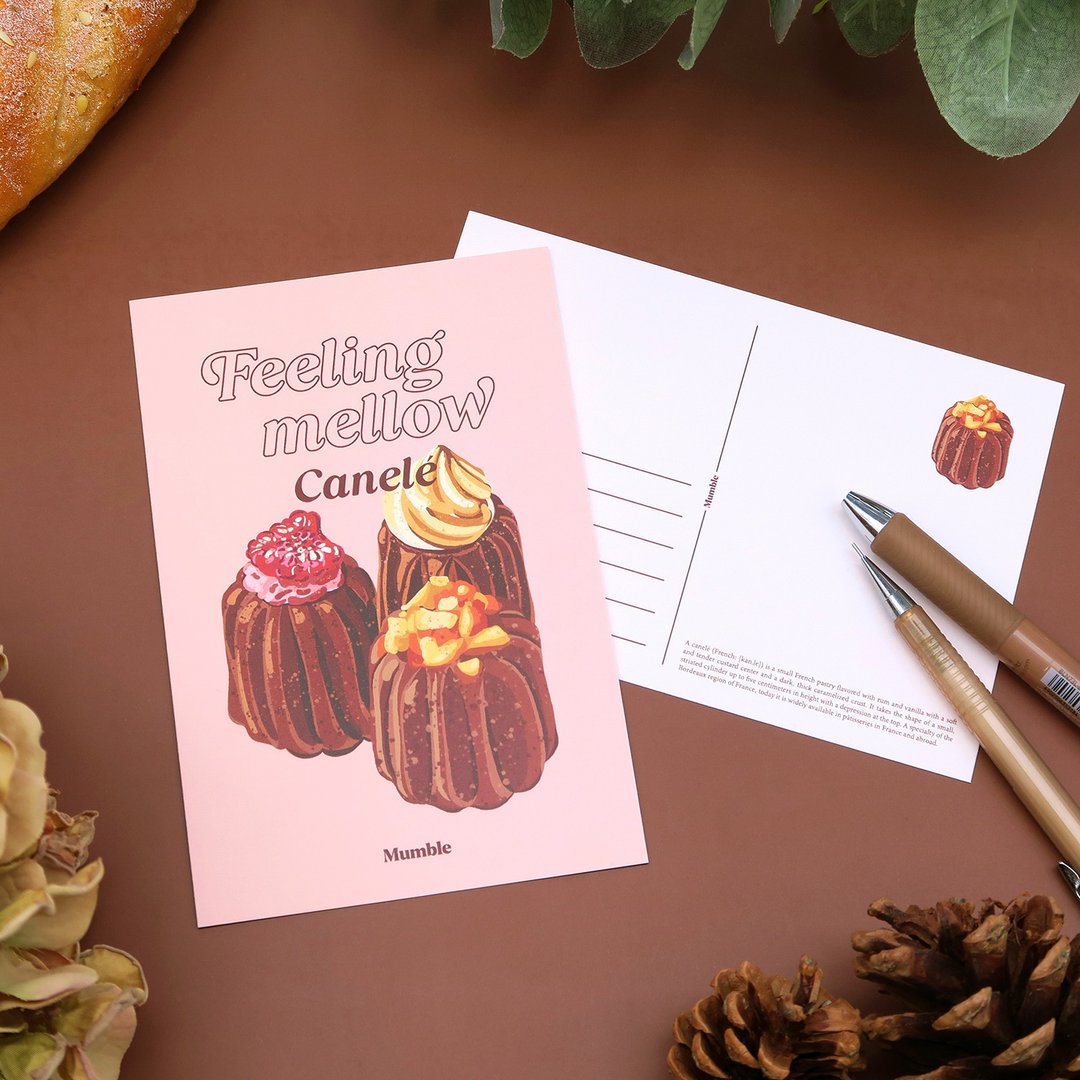 【My Favourite Things】明信片 - 法式可丽露 / Canelé - 卡片/明信片 - 纸 粉红色