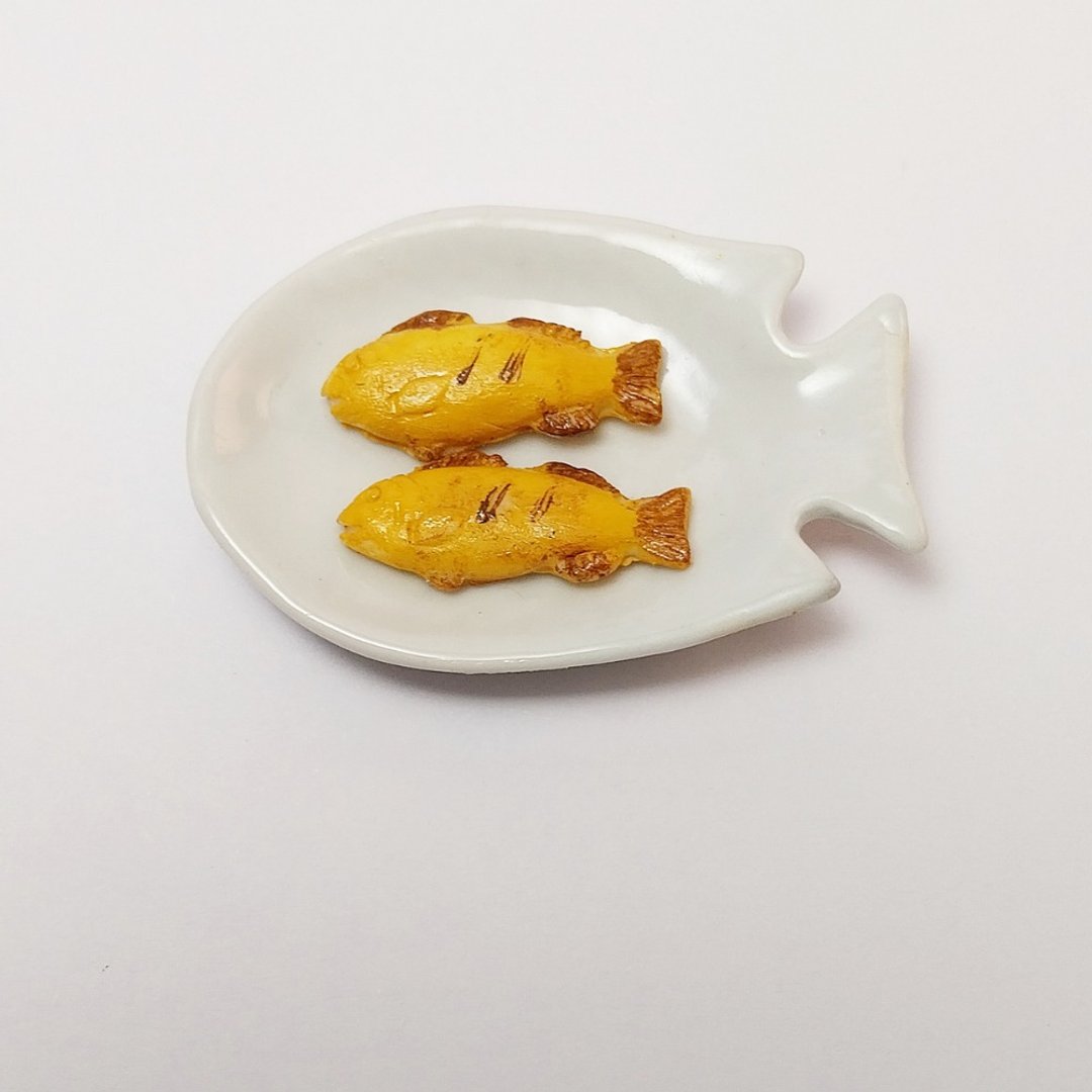 炸鱼、微型食品、收藏品、可爱用品、玩具、模拟食品 - 摆饰 - 粘土 黄色