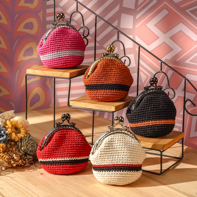 【原风艺站】钩织图腾口金包 | 原住民 族服 台湾印象 - 零钱包 - 棉．麻 红色